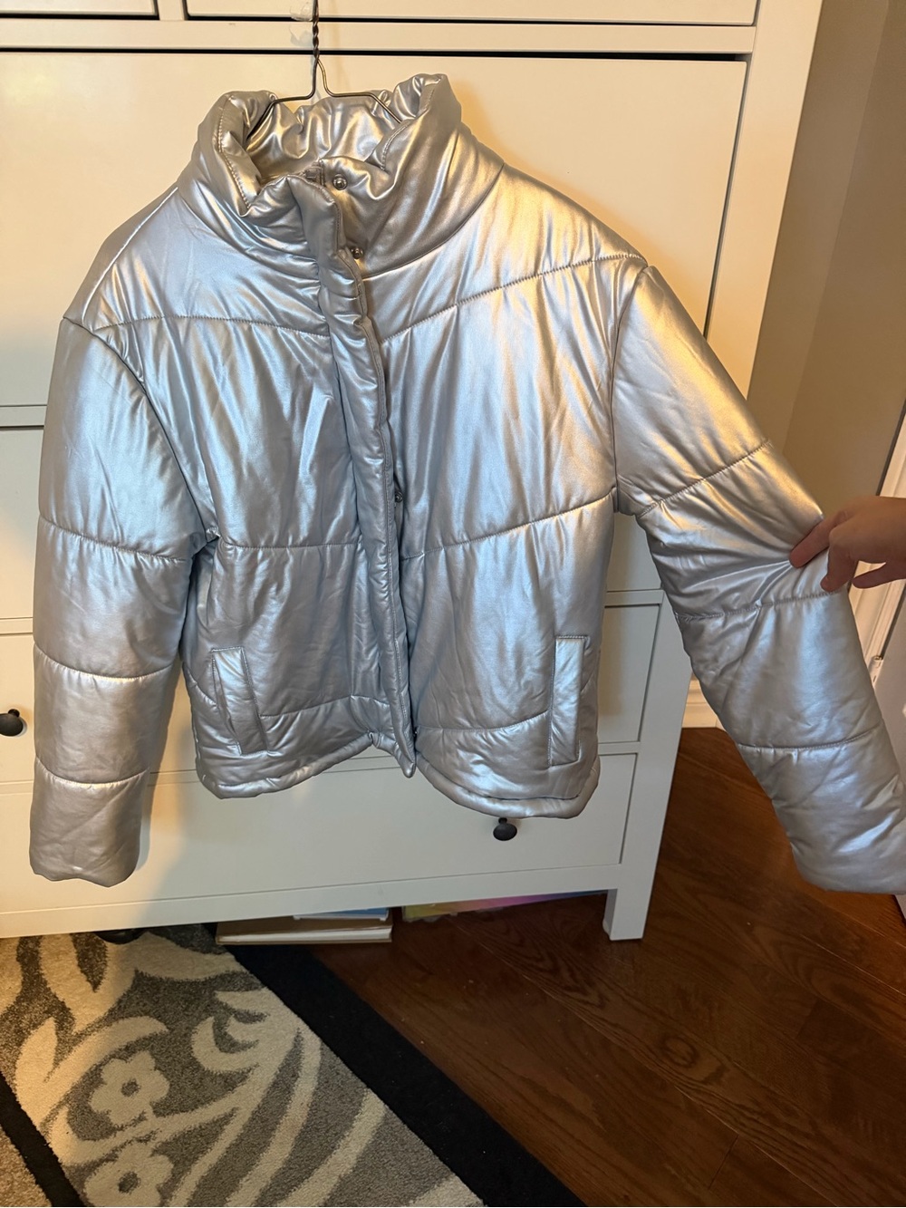 Steve Madden Metallic Silver Puffer Jacket (NWT)